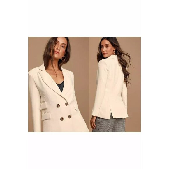 NWOT ASTR the Label Zodiac Cream Oversized Double-Breasted Blazer S Button up - Picture 2 of 8